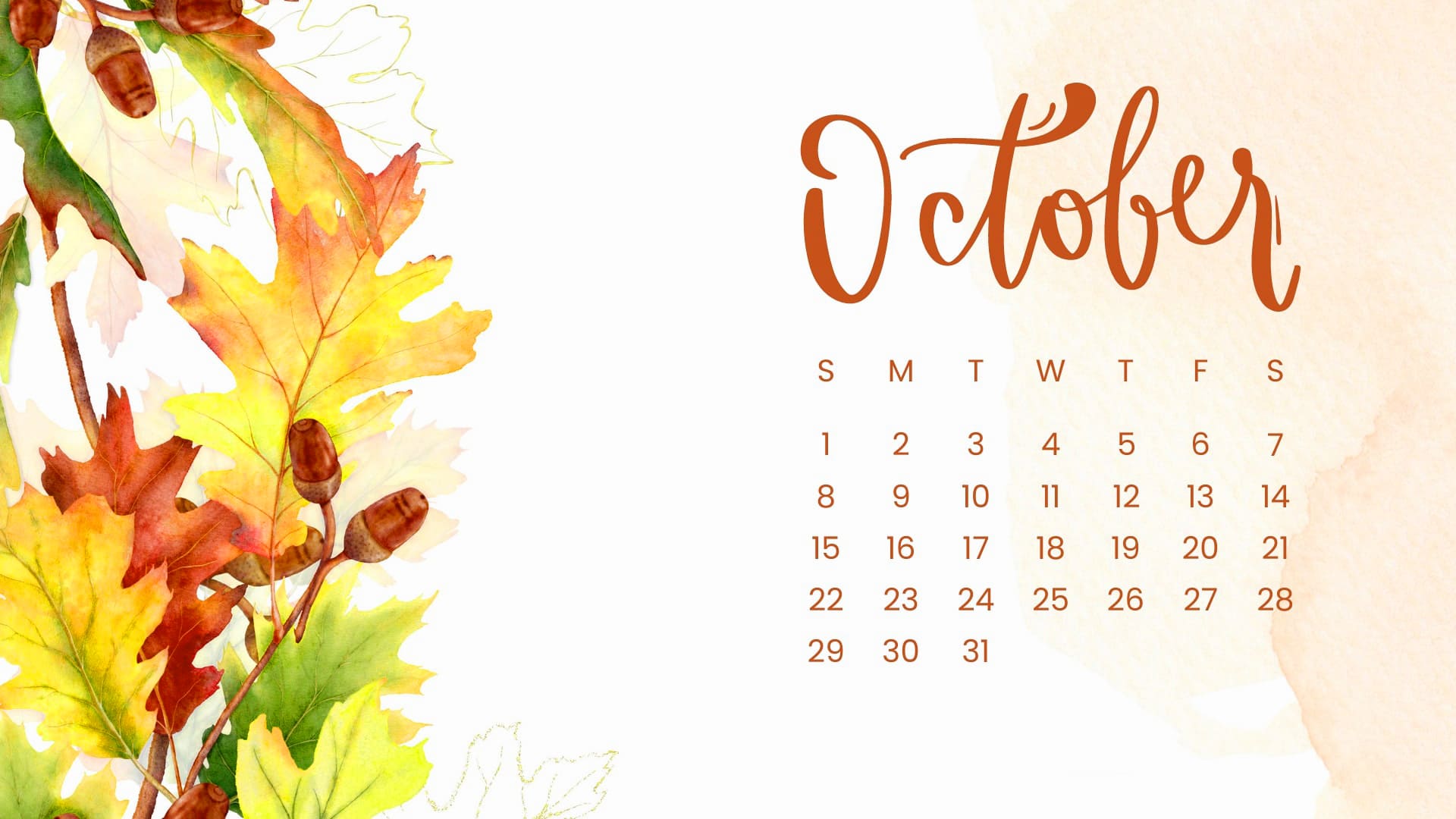 October Desktop Calendar Wallpapers