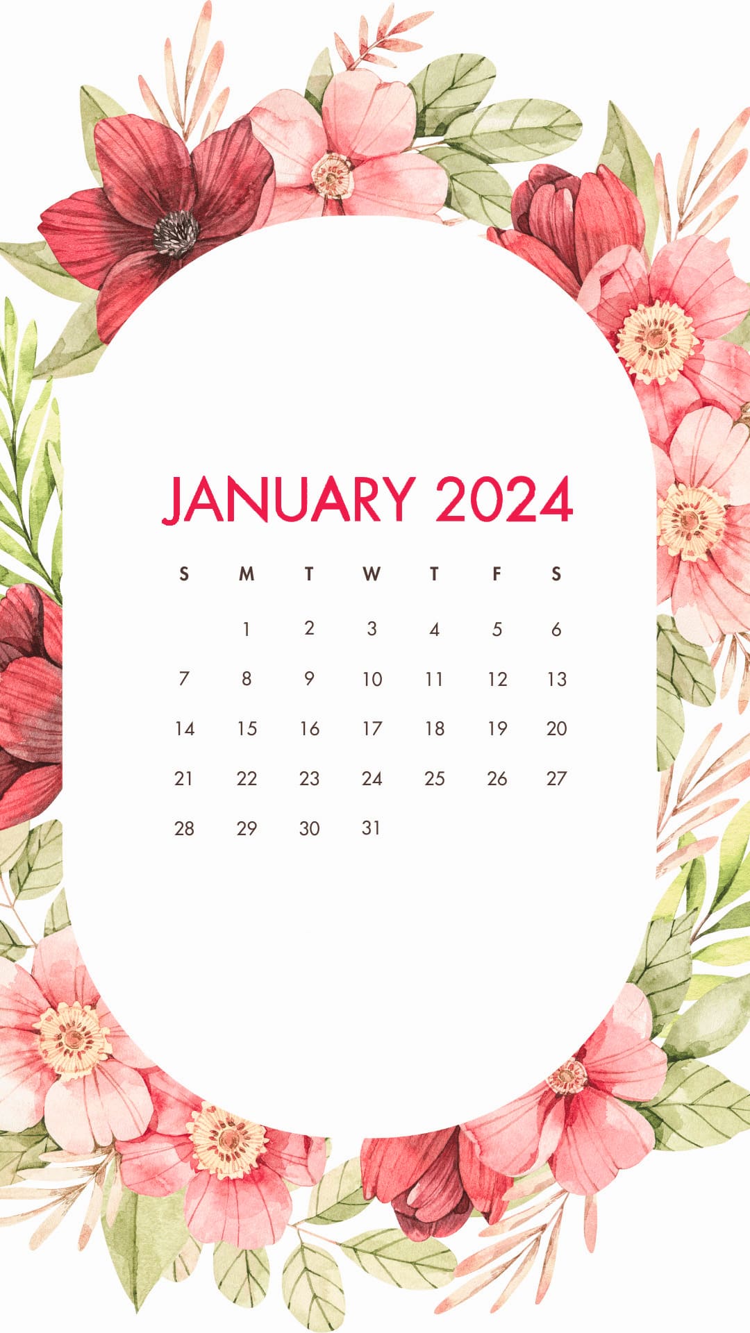 January 2024 Calendar Wallpaper - TubeWP