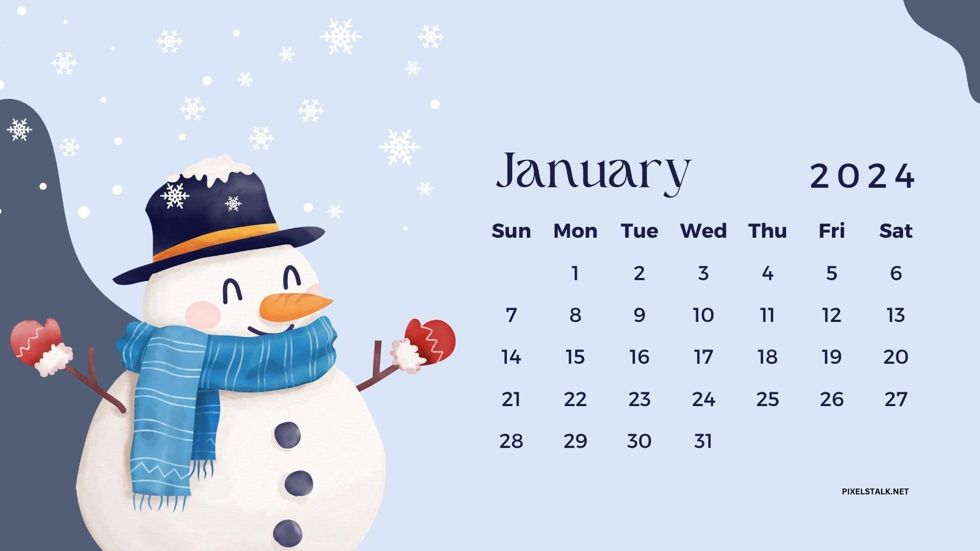 January 2024 Desktop Calendar Wallpapers