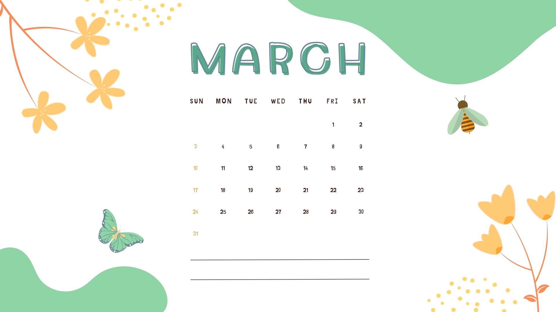 March 2024 Calendar Wallpaper TubeWP