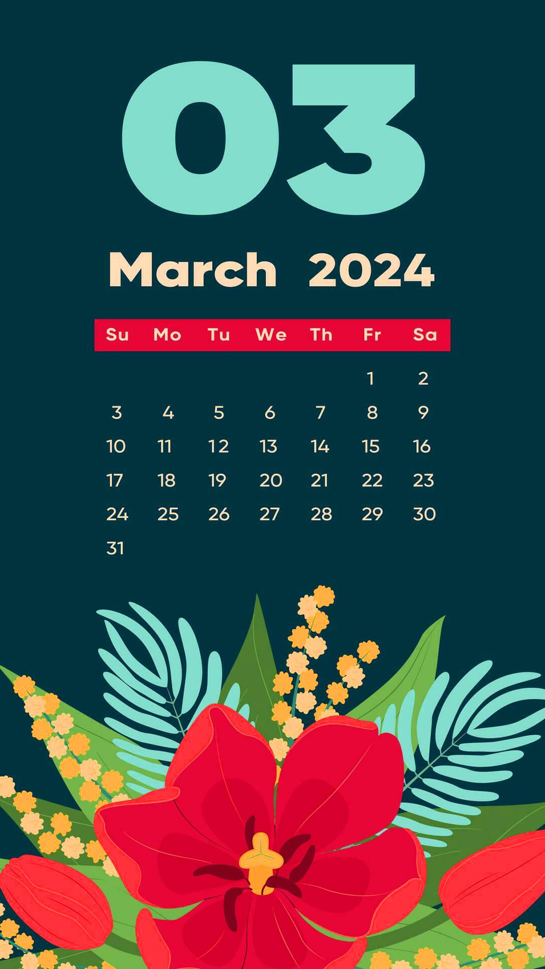 March 2024 Calendar Wallpapers